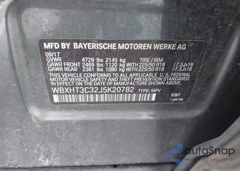 2018 BMW X1 xDrive28I из США, поврежденный, VIN WBXHT3C32J5K20782